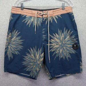 Vissla Board Shorts Mens 33 Hawaiian Tropical Surf Swim Beach Trunks Blue Floral